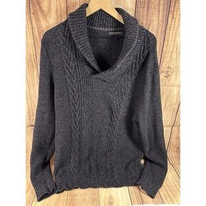Banana Republic Sweater Mens Large Gray Collar Cable Knit Wool‎ Pullover Soft